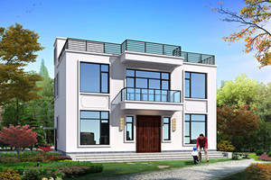 TC-166-新款2022现代风格二层两层二层小户型别墅设计图纸90平方农村  自建房设计图