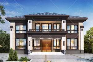 AC-097-16.24米×12.92米二层新中式别墅七房两卫现代新中式别墅设计图纸河南鹤壁