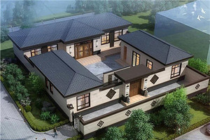 AC-037-24米×30米一层新中式风格别墅四房三卫带庭院乡村中式庭院别墅设计图纸贵州贵阳