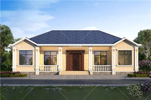 AC-026-18.34米×11.04米一层欧式风格别墅六房三卫一层欧式别墅设计图纸河北衡水